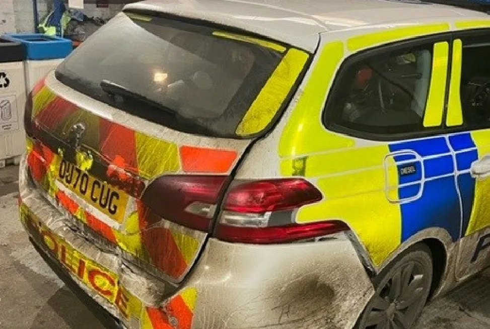 Gundaz damage to police car 2 - News for Peterborough and Cambridgeshire News for Peterborough and Cambridgeshire -