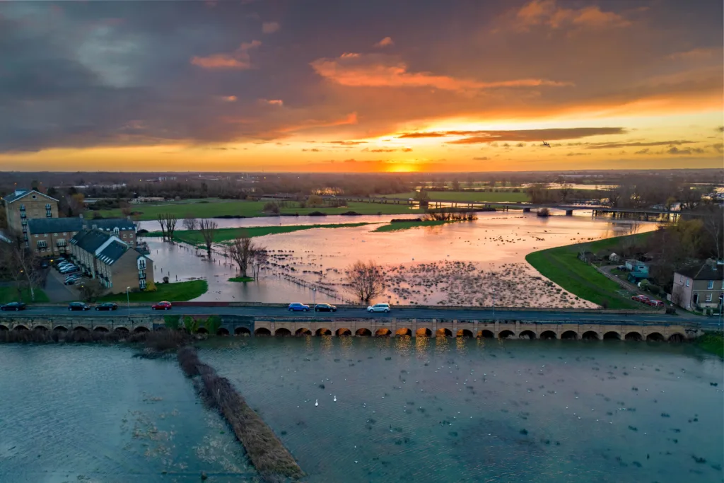 Flood plains saturated after Great Ouse burst its banks near St Ives