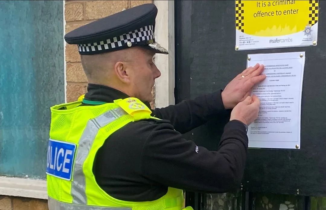 News for Peterborough and Cambridgeshire - Chief Constable Nick Dean out with police officers in Peterborough, personally slapped closure order on house which had caused multiple problems to neighbours.