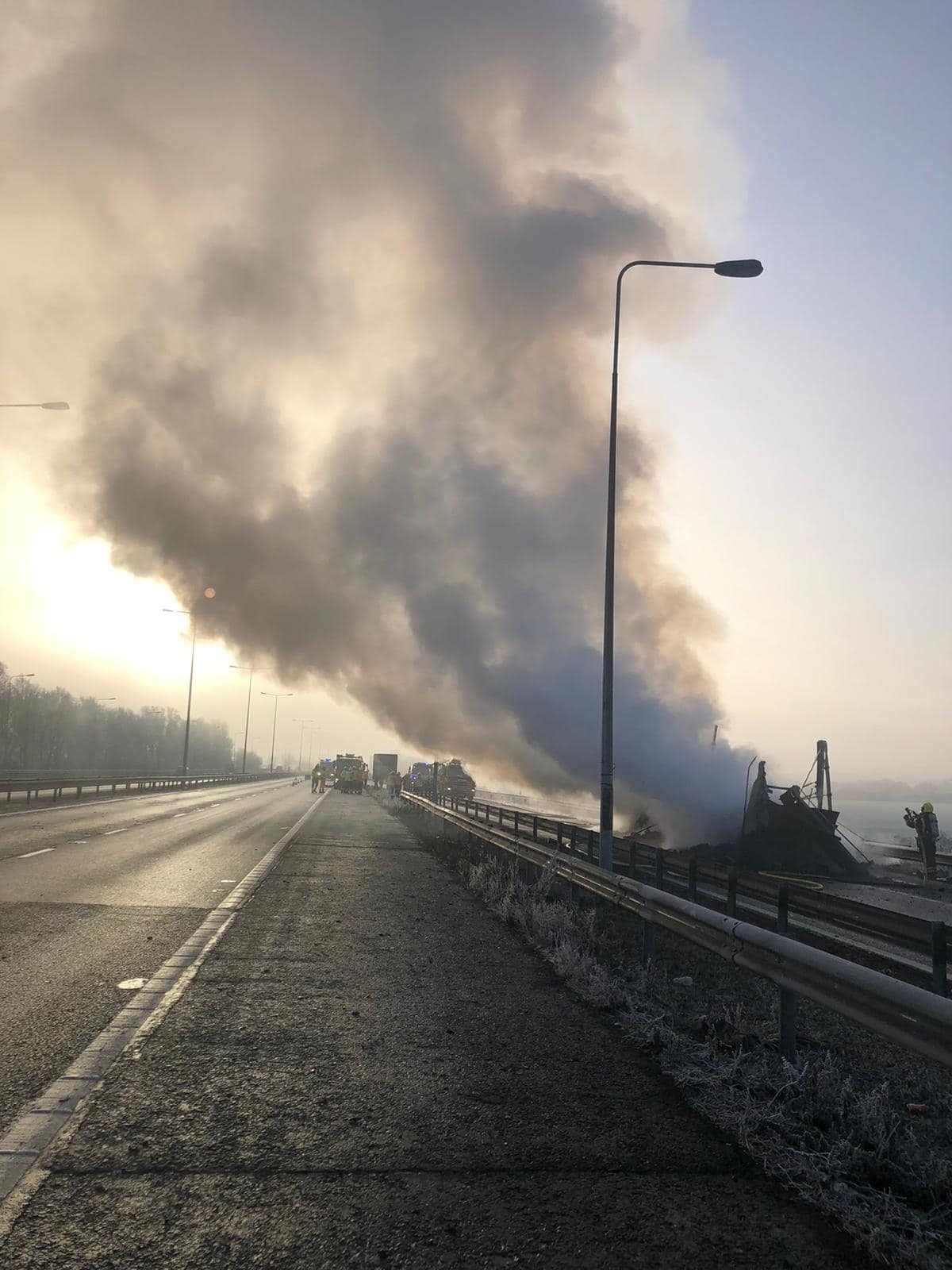 Lorry fire closes M11 near Cambridge Peterborough & Cambridgeshire