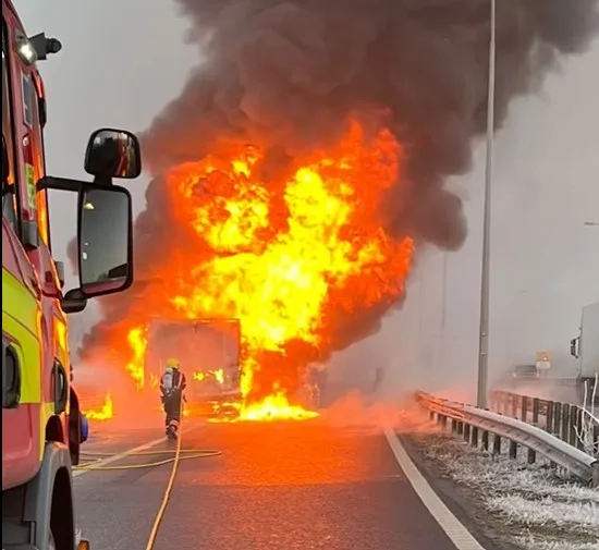 Lorry fire closes M11 near Cambridge