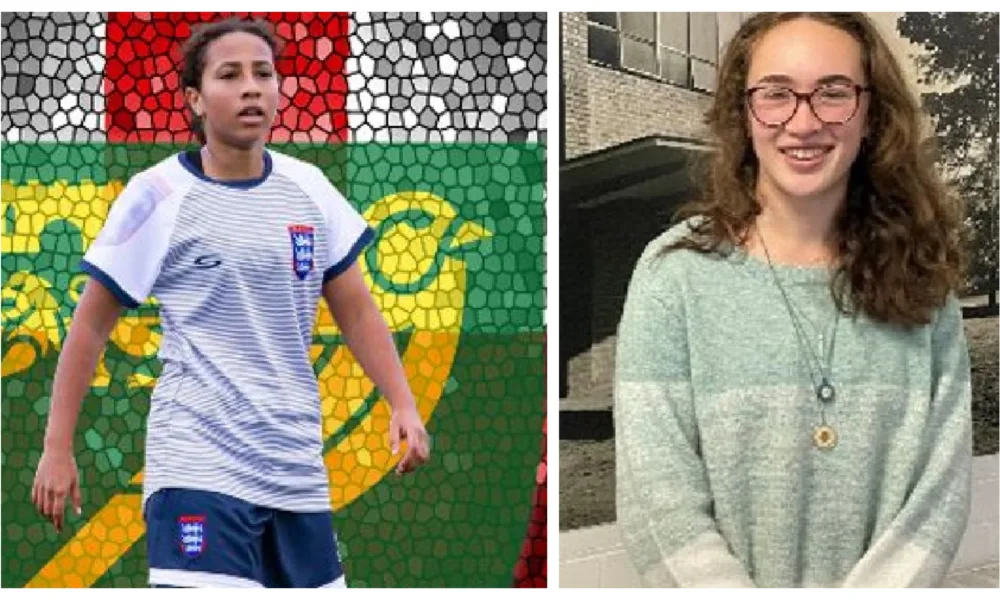 L – Student Nicole Q., representing England as part of the ECFA Women’s Squad R – Student Kate B., receiving the news that she’s been selected as part of the AoC Sport England Colleges Women’s Hockey Squad for the second year running