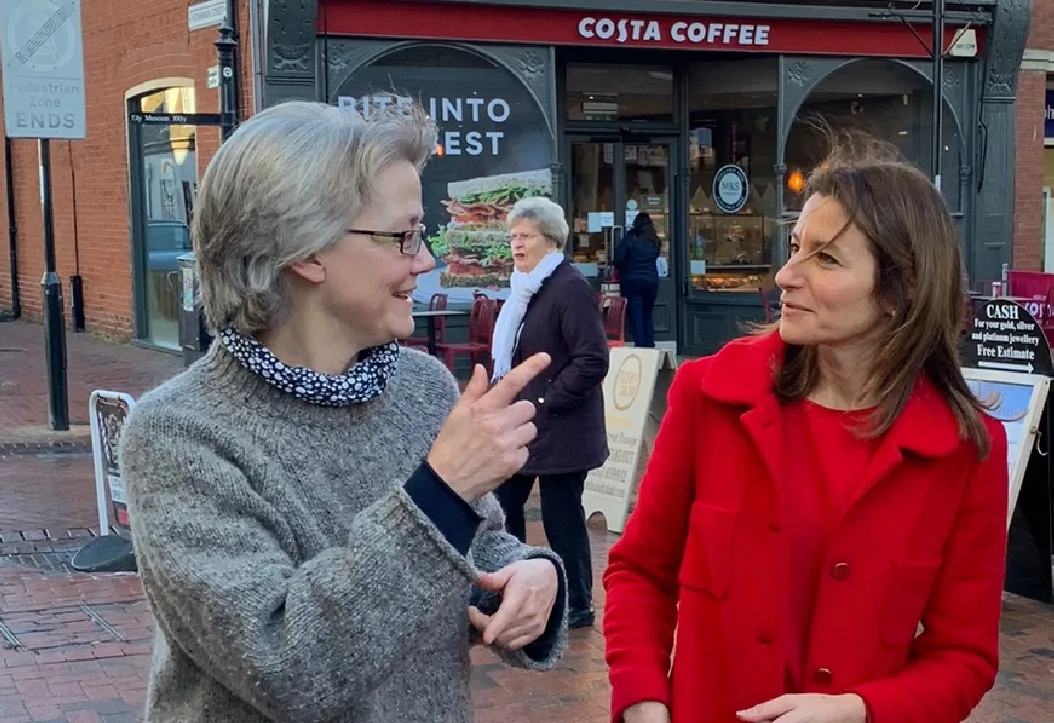 Lib Dems say they were stopped by officials from handing out leaflets at Ely Market explaining proposals for a 20mph speed limit throughout the city. Cllr Anna Bailey, leader of East Cambs Council (pictured here with Lucy Frazer MP) denies any such ban has taken place. Lib Dems say they were stopped by officials from handing out leaflets at Ely Market explaining proposals for a 20mph speed limit throughout the city. Cllr Anna Bailey, leader of East Cambs Council (pictured here with Lucy Frazer MP) denies any such ban has taken place.