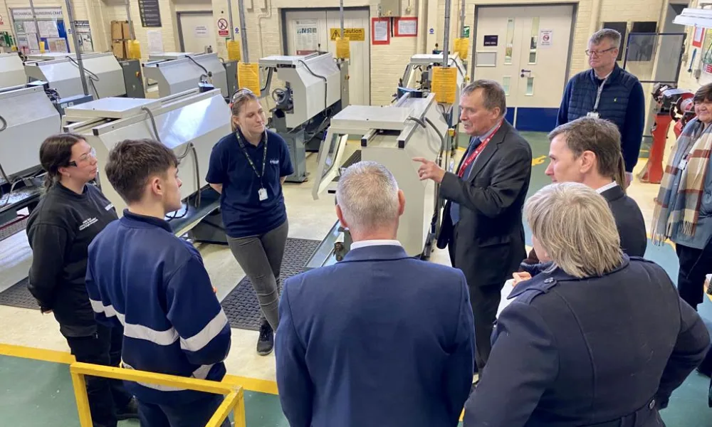Shadow Energy Minister Dr Alan Whitehead MP, and Labour's Andrew Pakes meeting engineering apprentices at Peterborough College
