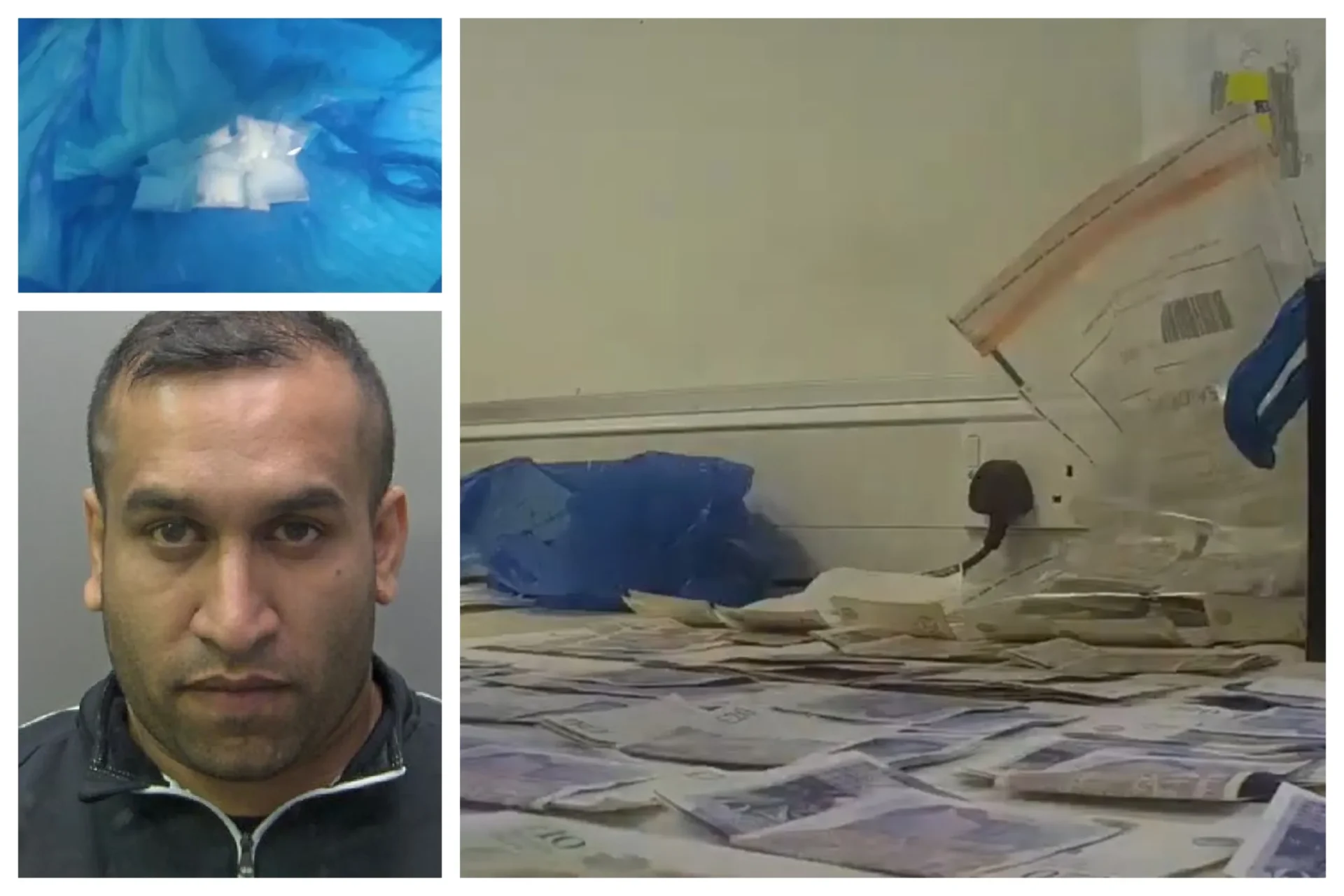 DRUGS FINAL - News for Peterborough and Cambridgeshire News for Peterborough and Cambridgeshire - Body Warn Video footage of the contents of the safe and cash being counted: 35-year-old Umar Zeshan has been jailed, four years after his arrest.