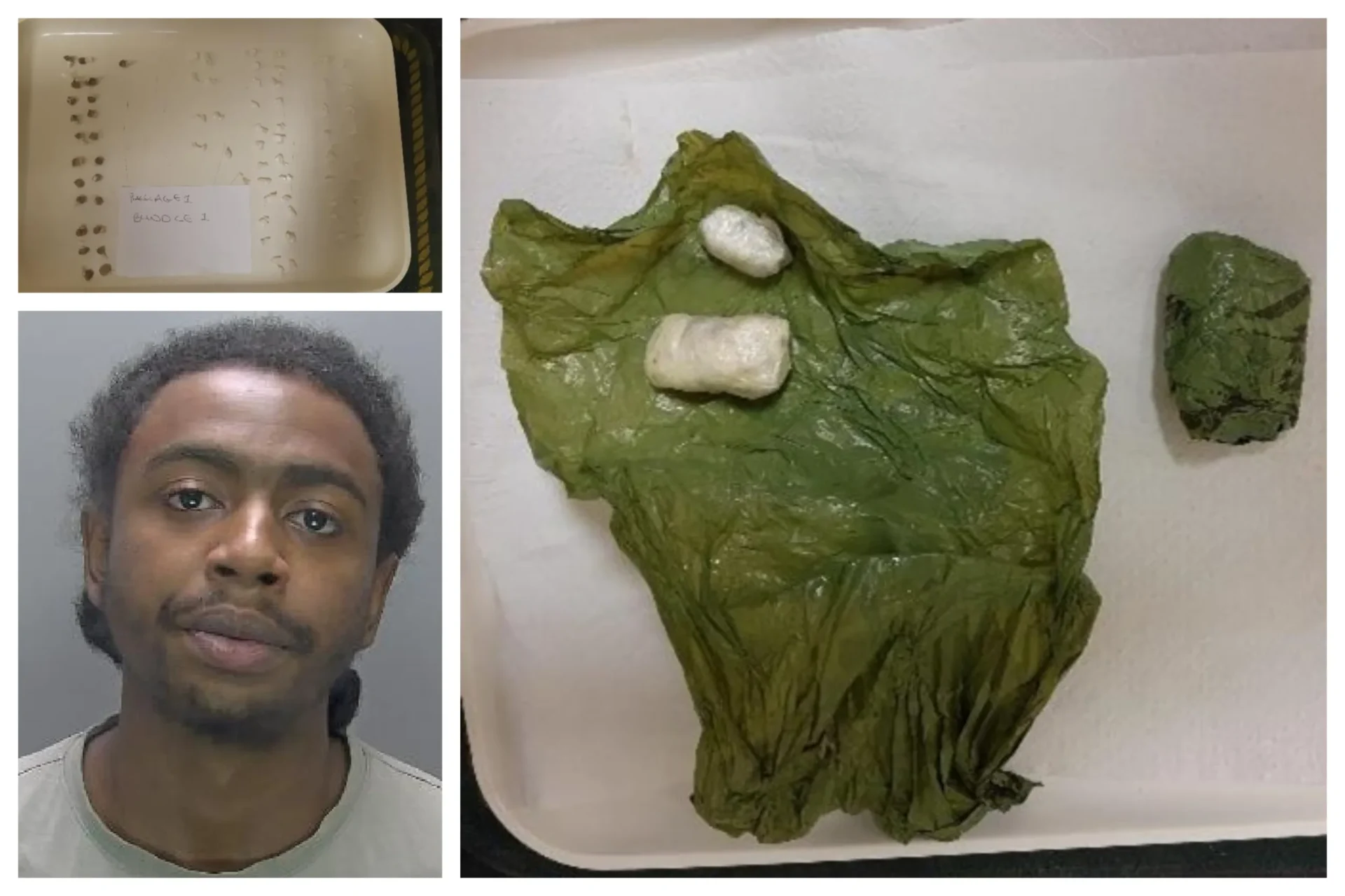 micha 3 - News for Peterborough and Cambridgeshire News for Peterborough and Cambridgeshire - Custody photo of Micah Strachan as well as the drugs and cash.