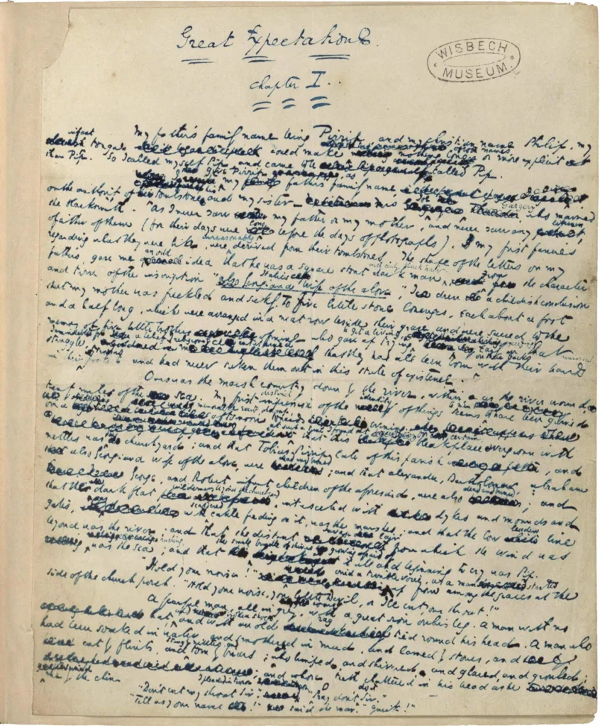 GE first page: The beginning of Great Expectations, as told by its hero Pip. The novel was written and published in instalments between 1860 and 1861.