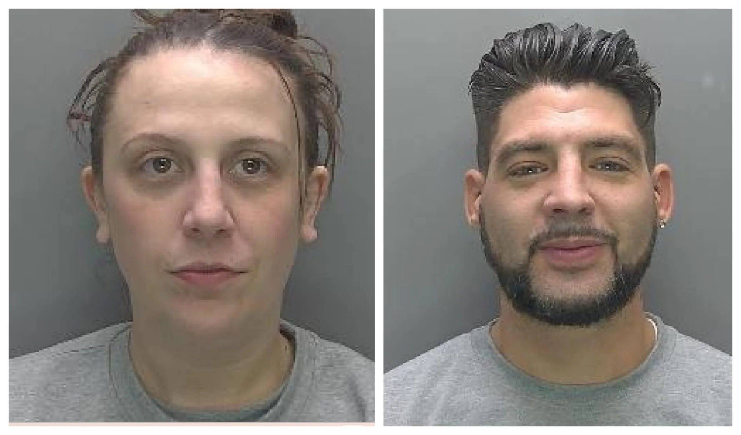 Gareth Farrington and Rachel McGill; both jailed for burglary