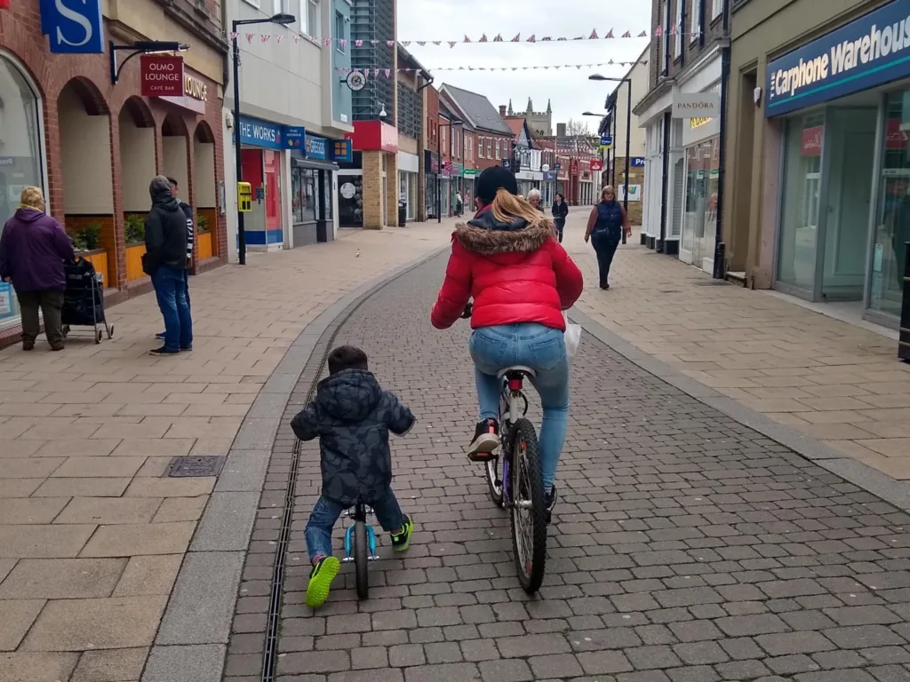 John Morris: “A few photos of the so-called shared use paths around the ring road and the pedestrianised high street where cycling is prohibited from 10am to 4pm most days”. PHOTO: John Morris 