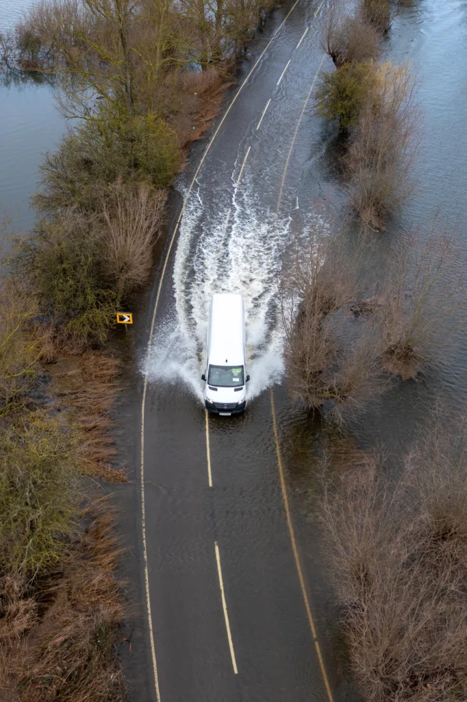 A1101 Floods after more rain. Despite the road being closed traffic continues to use the road.,A1101, Welney
Tuesday 14 March 2023. 
Picture by Terry Harris.