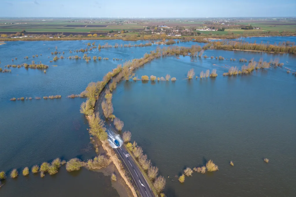 A1101 Floods after more rain. Despite the road being closed traffic continues to use the road.,A1101, Welney
Tuesday 14 March 2023. 
Picture by Terry Harris.