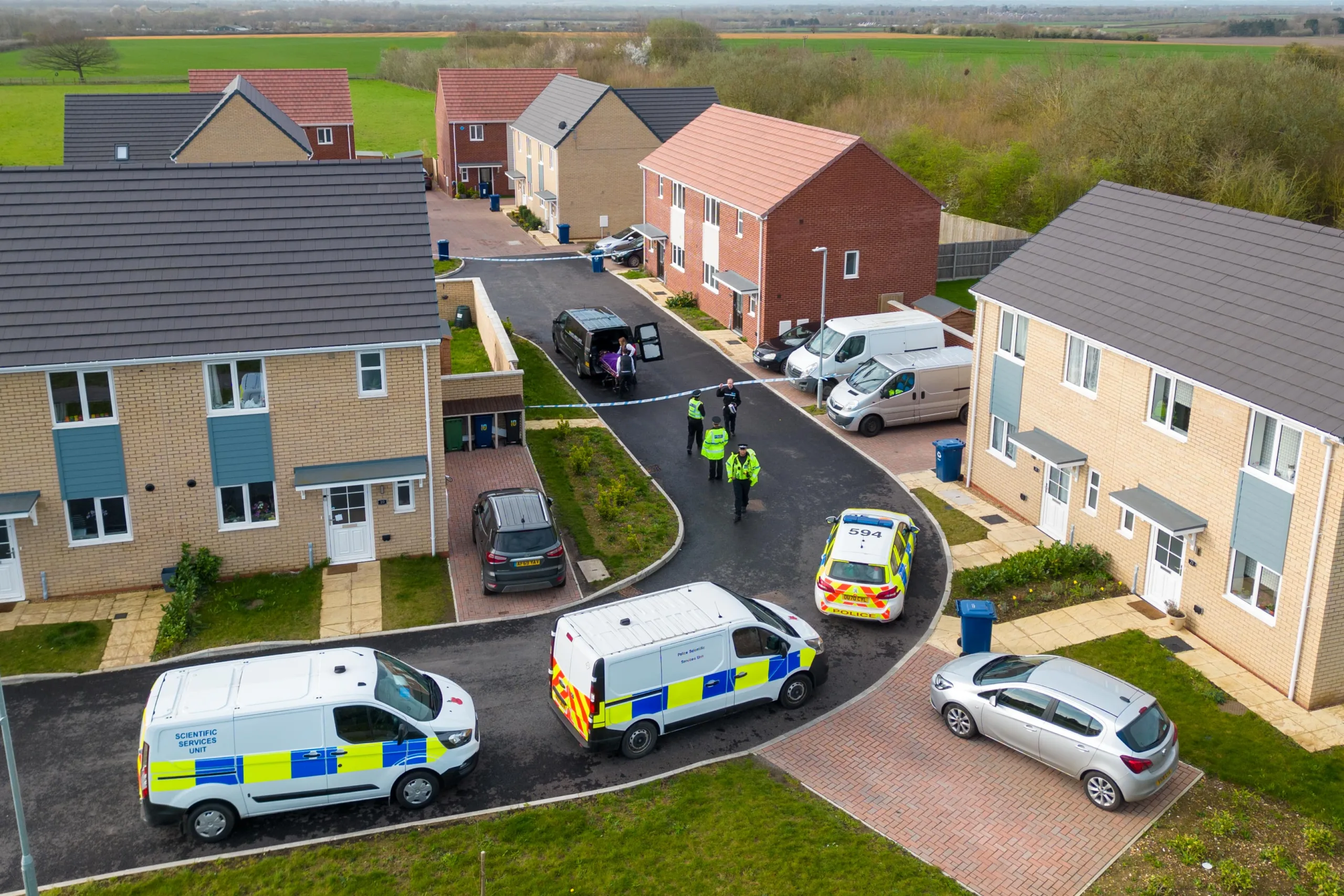 Scene of one of two murders in Cambridgeshire lon Wednesday night: police at a house in Meridian Close, Bluntisham, where the body of one of the victims was found at just after 9pm following reports reports of gunshots.
Picture by Terry Harris. Scene of one of two murders in Cambridgeshire last night: police at a house in Meridian Close, Bluntisham, where the body of one of the victims was found at just after 9pm following reports reports of gunshots.