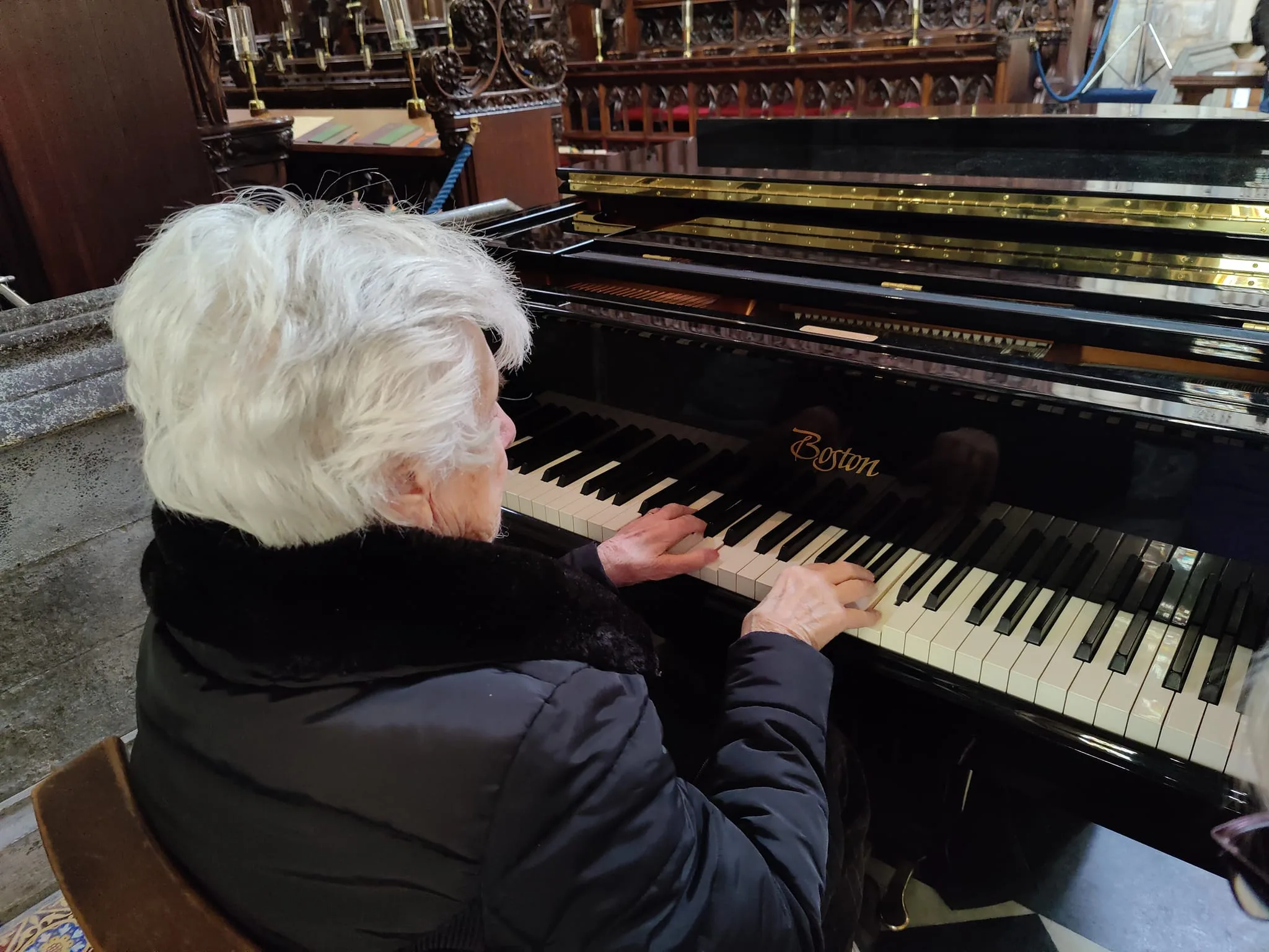 Hilton Park Care Home at Bottisham arranged for their resident, Betty, to visit Ely cathedral and to play, once more, the grand piano. Hilton Park Care Home at Bottisham arranged for their resident, Betty, to visit Ely cathedral and to play, once more, the grand piano.