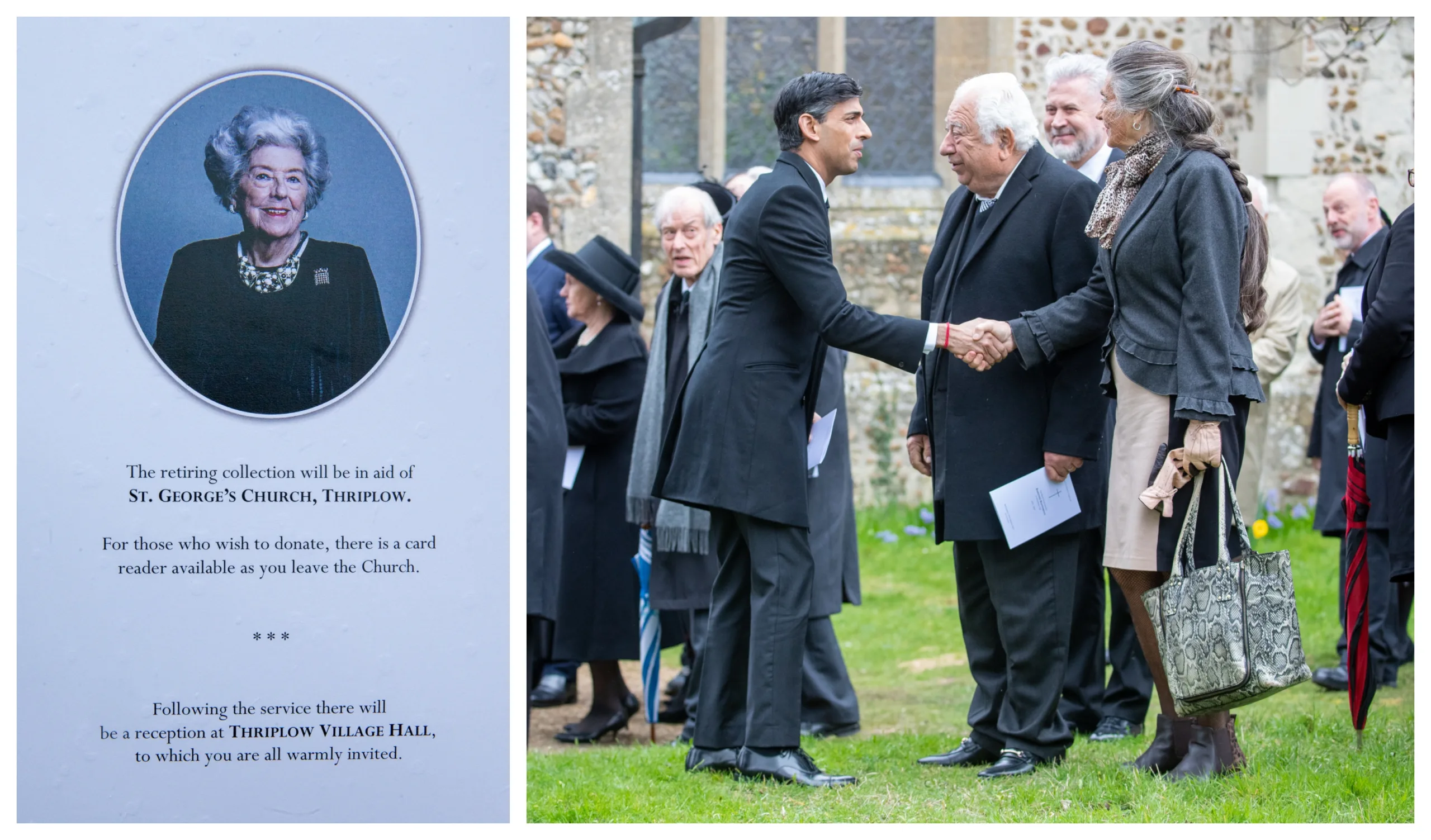 The funeral of former House of Commons Speaker Betty Boothroyd took place in St George's Church in Thriplow; mourners included Prime Minister Rishi Sunak. PHOTO: Bavmedia