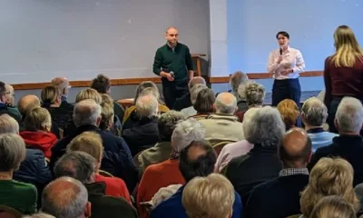 Local councillor Mark Inskip tweeted: “A packed daytime meeting in Sutton to hear from Cambridgeshire and Peterborough ICS (Integrated Care System) about the loss of the GP surgery in Sutton. PHOTO: Mark Inskip