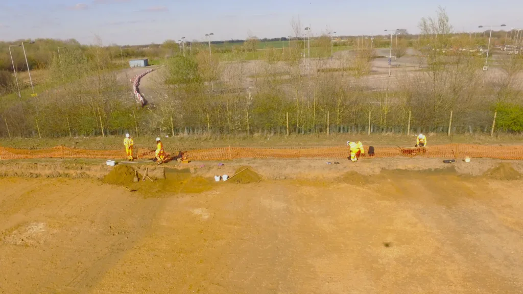 The dig site at Milton for a replacement police station for Cambridge. PHOTO: Archaeological Research Services Ltd
