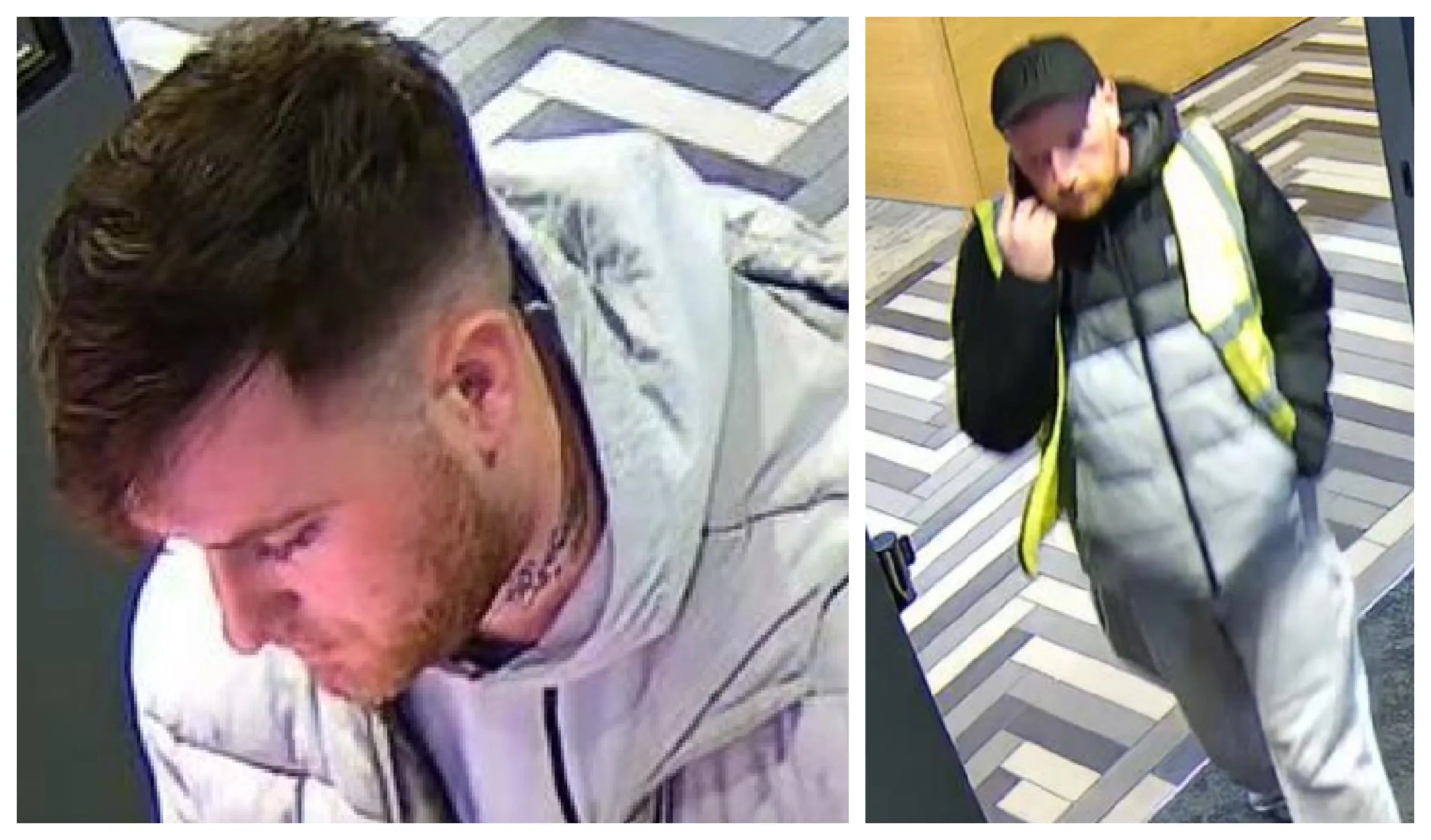 Police have released CCTV images of two men they would like to speak to in connection with attempted thefts after 34 lorries were cut open.