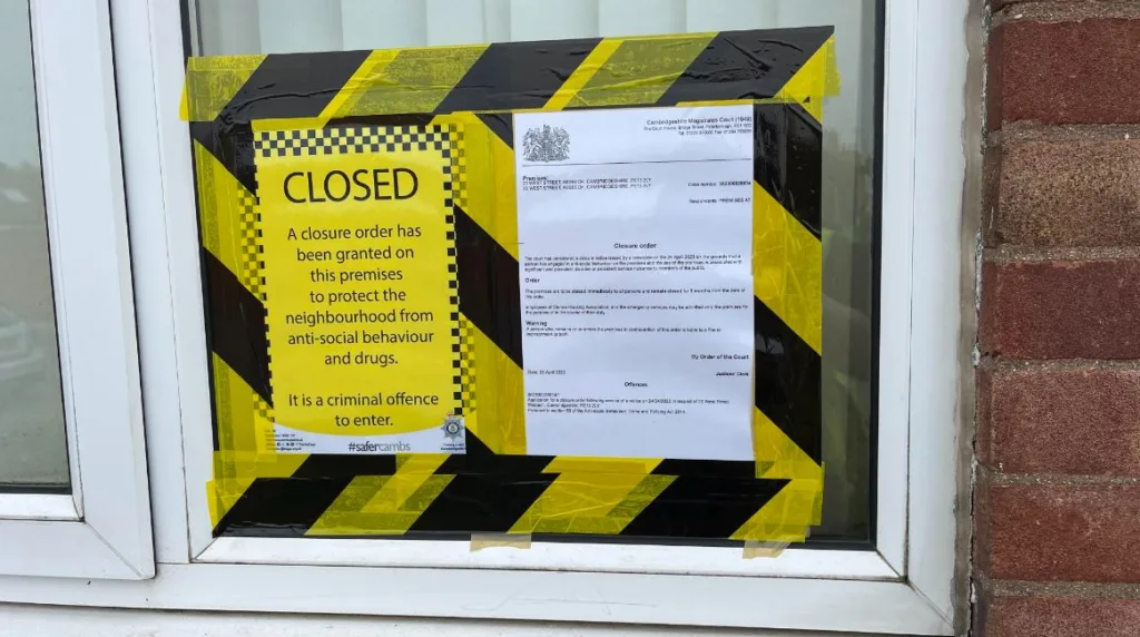 A closure order has been issued to 20 West Street, Wisbech, by Cambridgeshire police  after a successful application to Cambridge Magistrates’ Court yesterday (Tuesday).