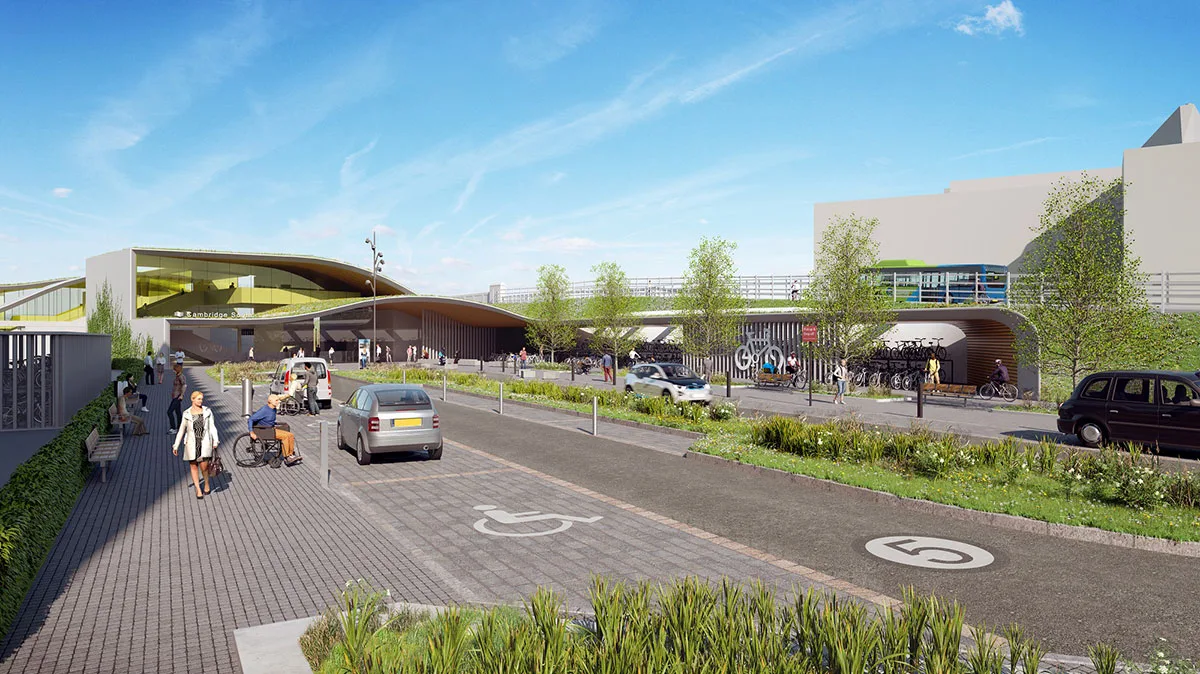 Visual of Cambridge South station - where work began in January. It will cost £183.6 million. It could open in 2025. Cambridge South station - where work began in January. It will cost £183.6 million. It could open in 2025.