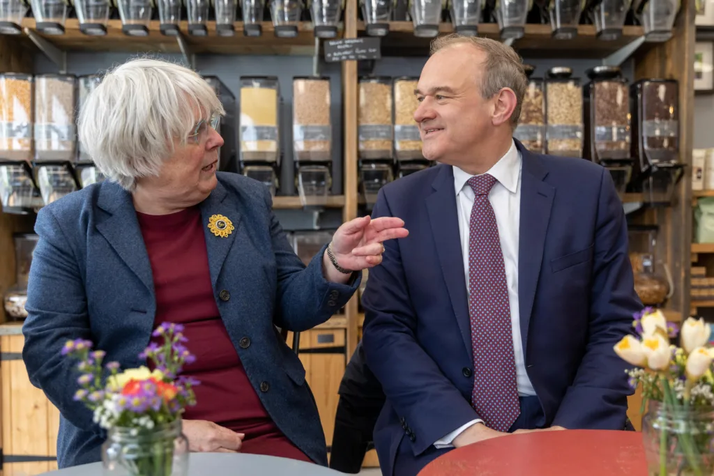 Charlotte Cane, contesting Ely and East Cambs for the Lib Dems. Pictured here with Ed Davey, the party leader, who visited Ely last year 