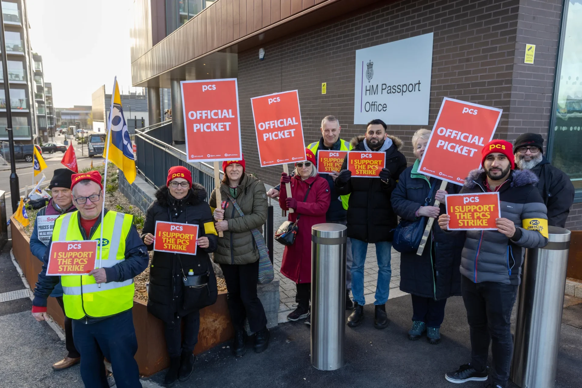 Day one of a 5 week strike by Passport office staff. - News for Peterborough and Cambridgeshire News for Peterborough and Cambridgeshire - Union boss: “There are some who think all civil servants are bowler hat Sir Humphrey types – well they’re not. Most of these are hardworking ordinary people” Picket line at Peterborough Passport Office. PHOTO: Terry Harris