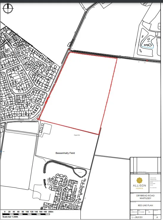 Site for 175 homes is described as on land south of 250 Drybread Road, Whittlesey, which, Allison Homes have told planners is “located 1.2 miles from the town centre and is accessible by foot or bike”.