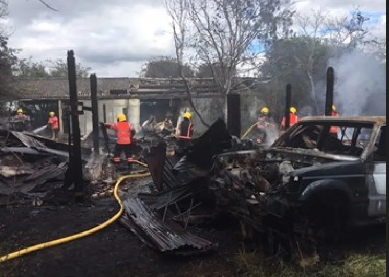 Fire damaged barn at Gage Farm, Branch Road, Comberton. PHOTO: Cambs fire and rescue 2018 