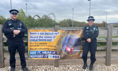 PCs James and Nicola at Trumpington Park and Ride. Police will offering 100 drivers the opportunity to get their vehicle marked with Selectamark kits on 14 May at Kwik Fit in Redwongs Way, Huntingdon.