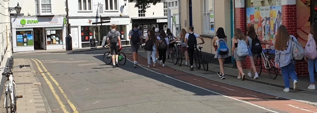 George Street, Huntingdon, Pedestrians and Cyclist should “share with care”. 