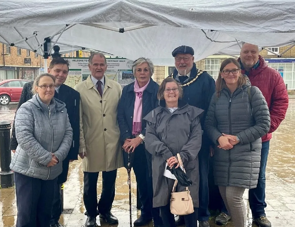 It never rains but it pours: Cllr Dee Laws, centre, at the official launch of the Whittlesey Heritage Walk last year. As portfolio holder for planning, she is dealing with the “bombshell” of Fenland Council splitting from Peterborough City Council.