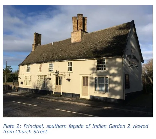 The Crown Inn at Fordham was a public house until recently but planning permission was granted for a change of use to an Indian restaurant in February 2021. Now the owners have won the right to build two homes within the car park. 