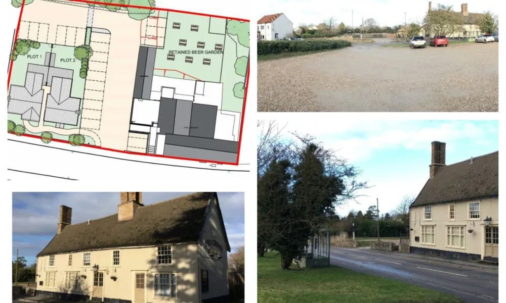 The Crown Inn at Fordham was a public house until recently but planning permission was granted for a change of use to an Indian restaurant in February 2021. Now the owners have won the right to build two homes within the car park.