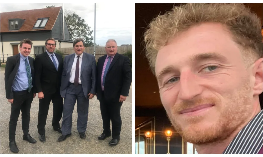 Cllr Charles Roberts in 2018 showing the then Housing Minister Kit Malthouse around Stretham CLT. With him is then Combined Authority Mayor James Palmer and the mayor’s chief of staff Tom Hunt. Cllr Doug Stewart (right)
