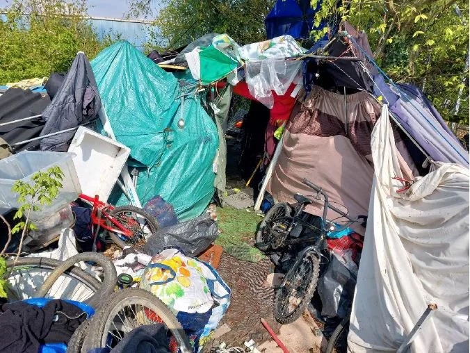 Kamil Mielncizk, 31, is in prison for breaching a CBO, and entering Wisbech recycling centre through a fence. The homeless man lives on this campsite next to the centre and has refused all offers of help.  