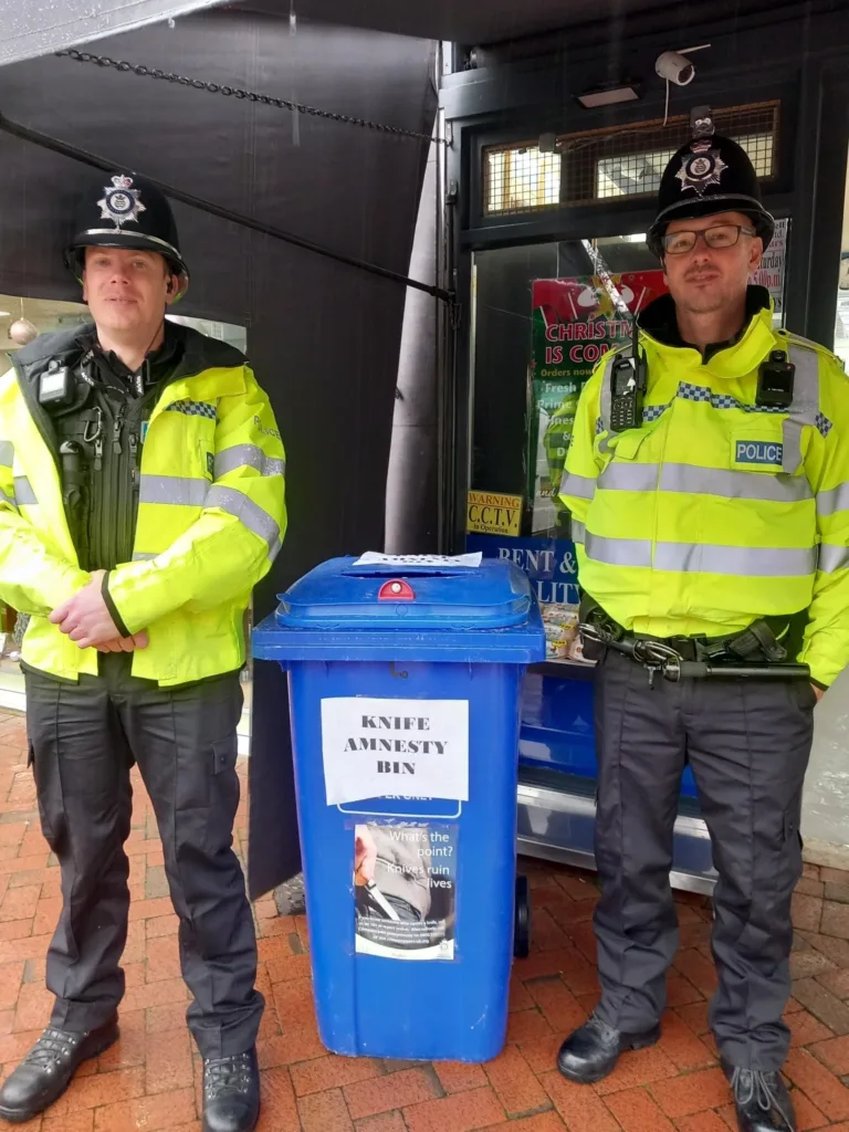 Weapons amnesty bin from last November organised by Cambridgeshire police 
