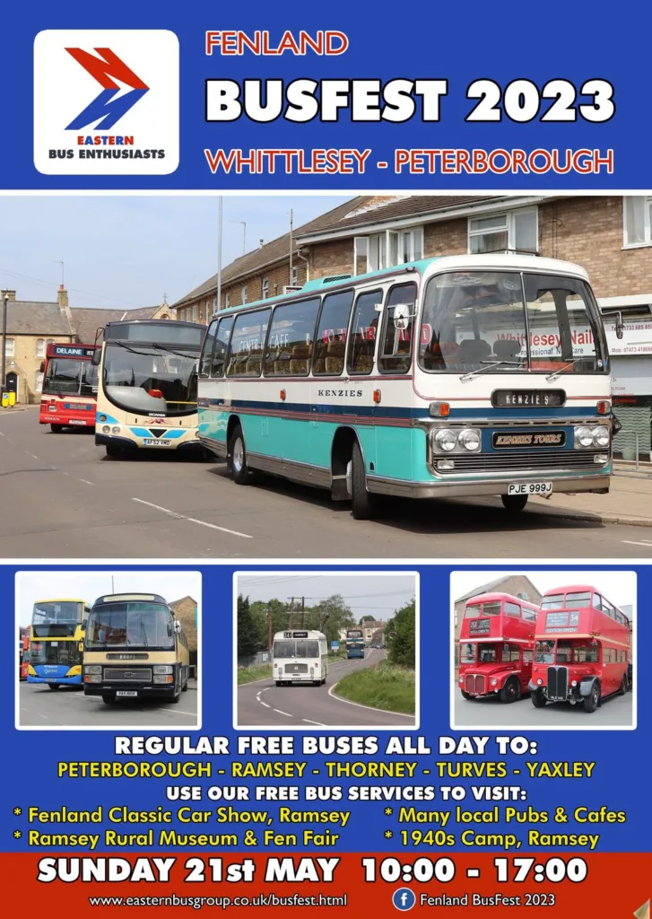 Fenland BusFest is from 10am to 5pm in Whittlesey on Sunday May 21st