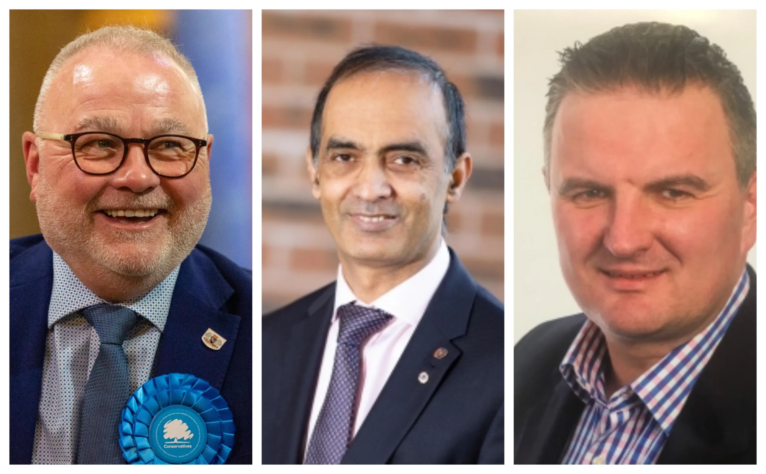 What now for Cllr Wayne Fitzgerald (left)? Today its been revealed that he has suspended Cllr Mohammed Farooq (centre) and allegedly for a leadership challenge. Right: Cllr Gavin Elsey is the 4th Tory councillor to quit in recent days.