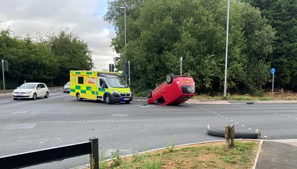 These were the dramatic scenes that greeted officers when they were called to a collision involving two vehicles in Cromwell Road, Wisbech, in August last year. 