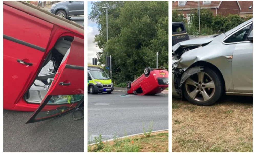 These were the dramatic scenes that greeted officers when they were called to a collision involving two vehicles in Cromwell Road, Wisbech, in August last year.