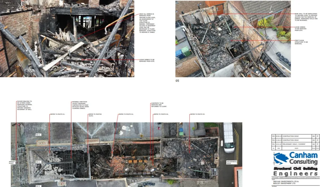 An application to demolish what is left of 5 Market Place Wisbech is before Fenland District Council. It was destroyed by fire more than a year ago. 