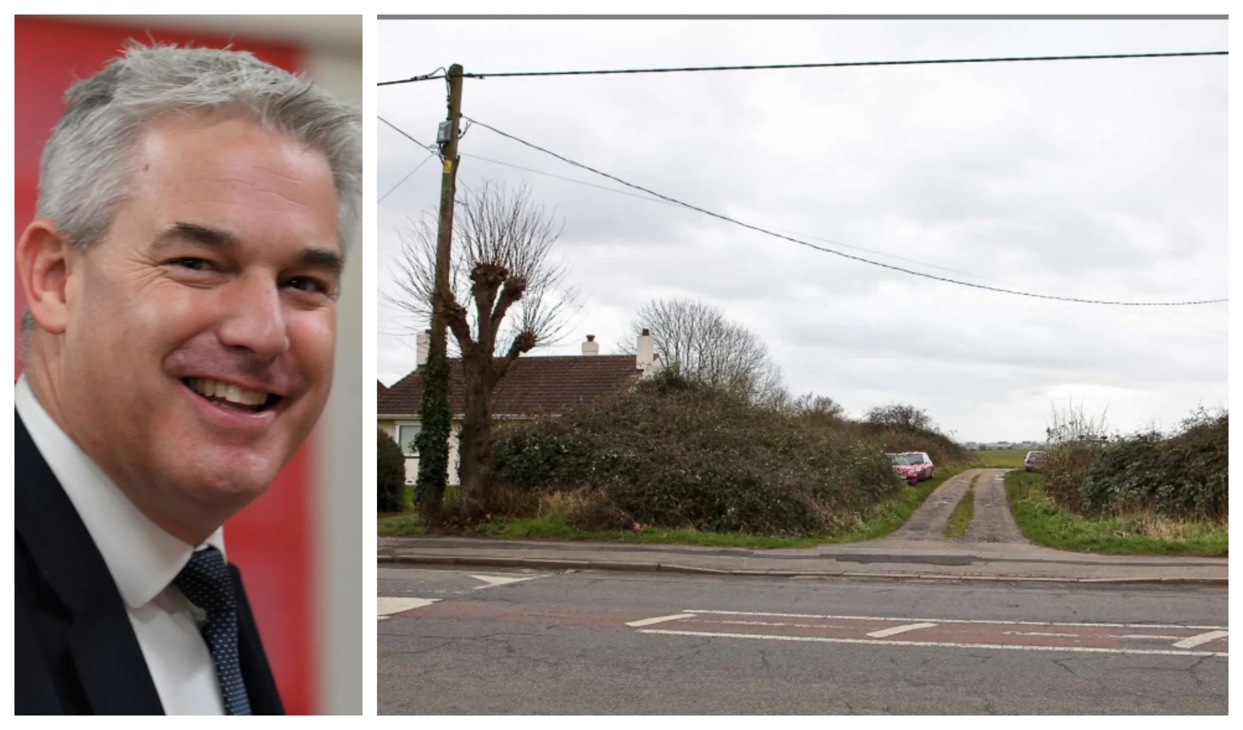 Local objector took the photo of the proposed sole site access which is via a small track off Upwell Road (shown above) that passes between terraced houses and a bungalow. MP Steve Barclay (left) wrote to Planning Inspectorate supporting Fenland Council’s refusal.