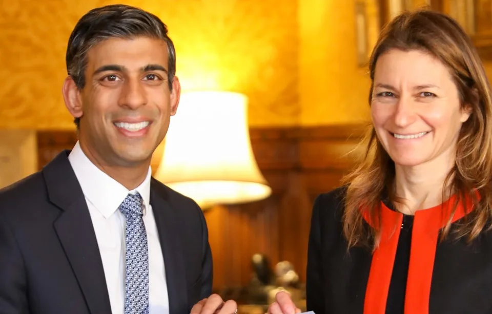 Lucy Frazer: “Our mission as a government is to grow the economy, creating better jobs and opportunity right across the country. We are making the necessary long-term decisions to get the country on the right path for the future.” Pictured with prime minister Rishi Sunak