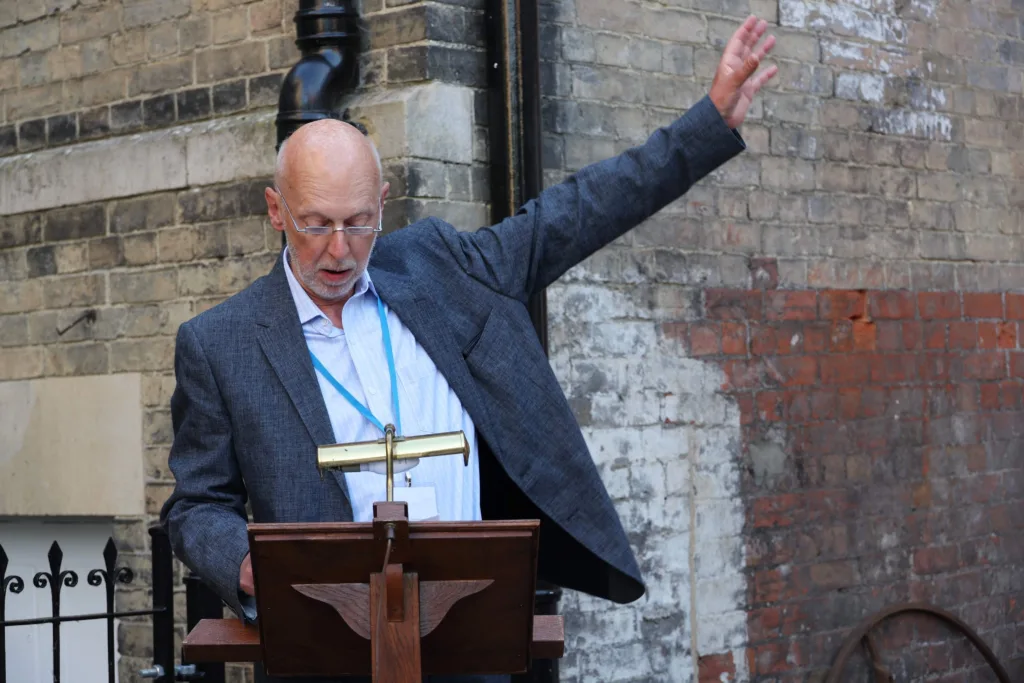 Wisbech and Fenland Museum treasurer David Ball speaking about the new entrance.