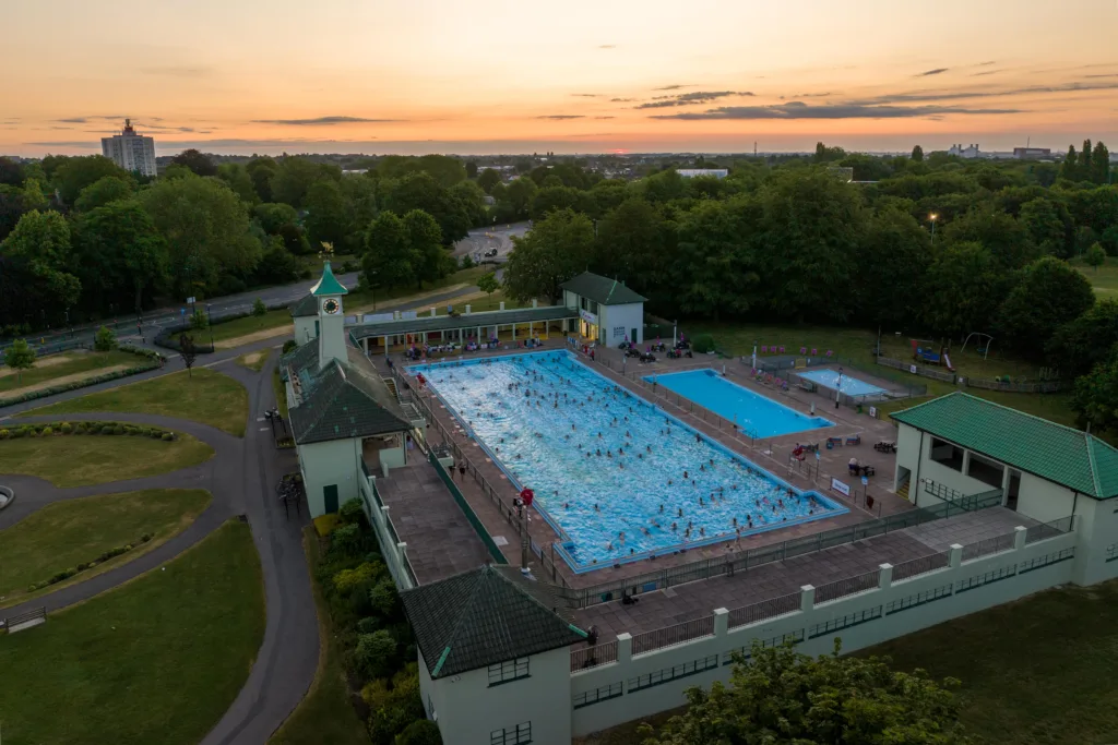 Over 200 swimmers rise early for the 4:30am Summer Solstice Sunrise to take a swim in the city’s Lido Pool,City Lido, Peterborough Wednesday 21 June 2023. Picture by Terry Harris.