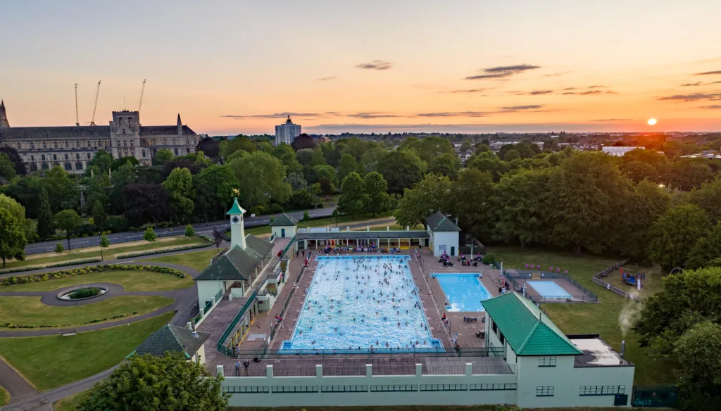 Over 200 swimmers rise early for the 4:30am Summer Solstice Sunrise to take a swim in the city’s Lido Pool,City Lido, Peterborough Wednesday 21 June 2023. Picture by Terry Harris.