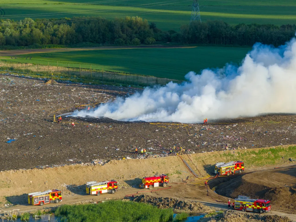 Four fire crews and a water carrier are currently at the scene of the fire in Eyebury Road. PHOTO: Terry Harris 