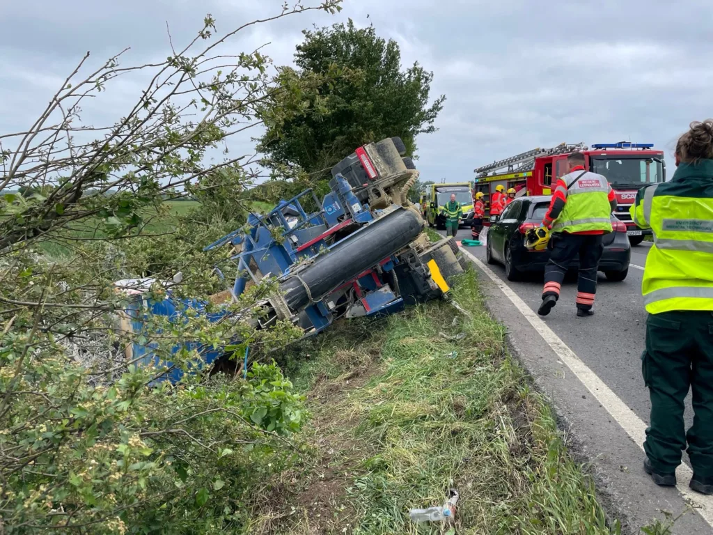 Police release photo of crashed HGV to warn of dangers of country roads