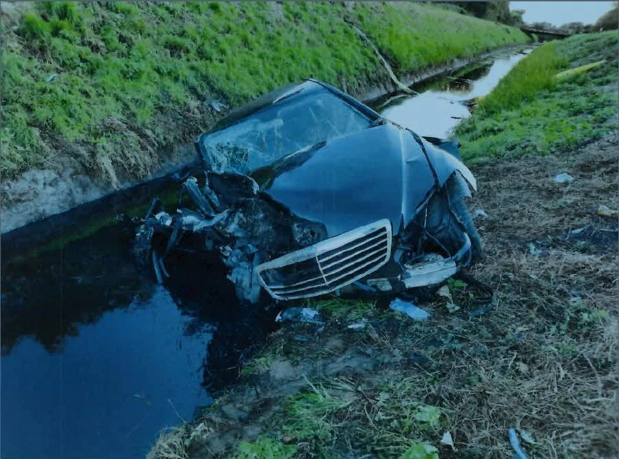 Povilas Petrosevicius caused the Mercedes to spin, come off the road and land in a water-filled ditch. Petrosevicius’ car ended up facing the wrong way on the carriageway. PHOTO: Cambs Police Povilas Petrosevicius caused the Mercedes to spin, come off the road and land in a water-filled ditch. Petrosevicius’ car ended up facing the wrong way on the carriageway. PHOTO: Cambs Police