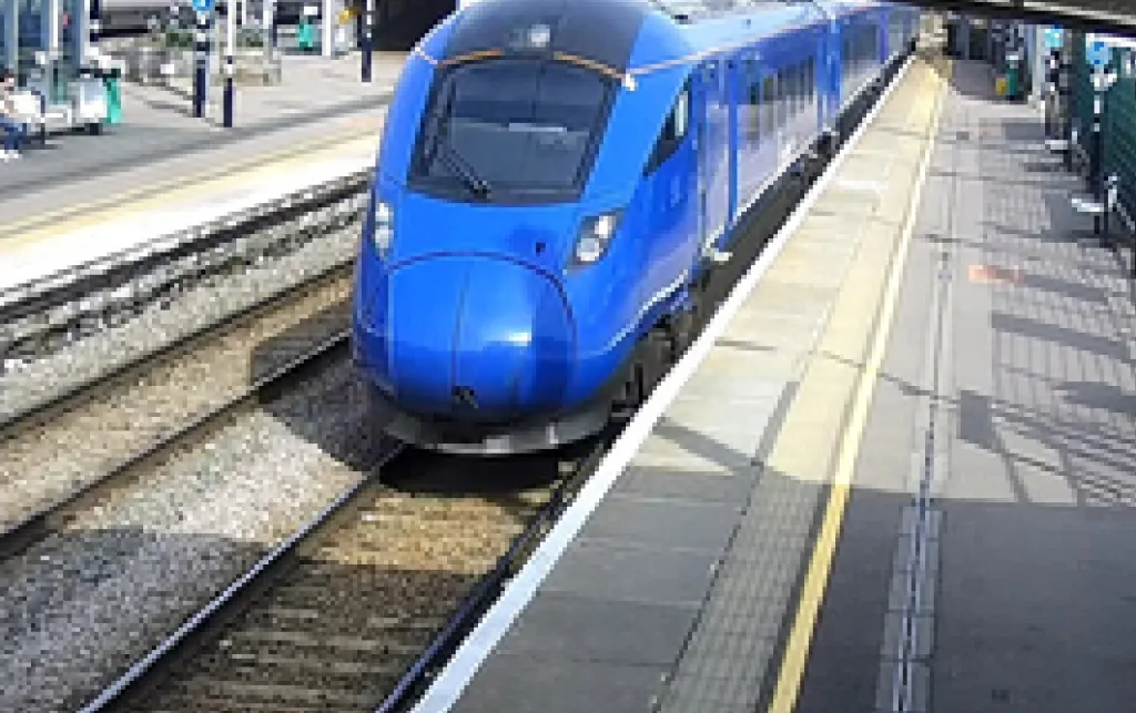 Platform CCTV image of the train passing through Peterborough station at around 10.20 hours on 17 April 2022 (Photo courtesy of LNER)