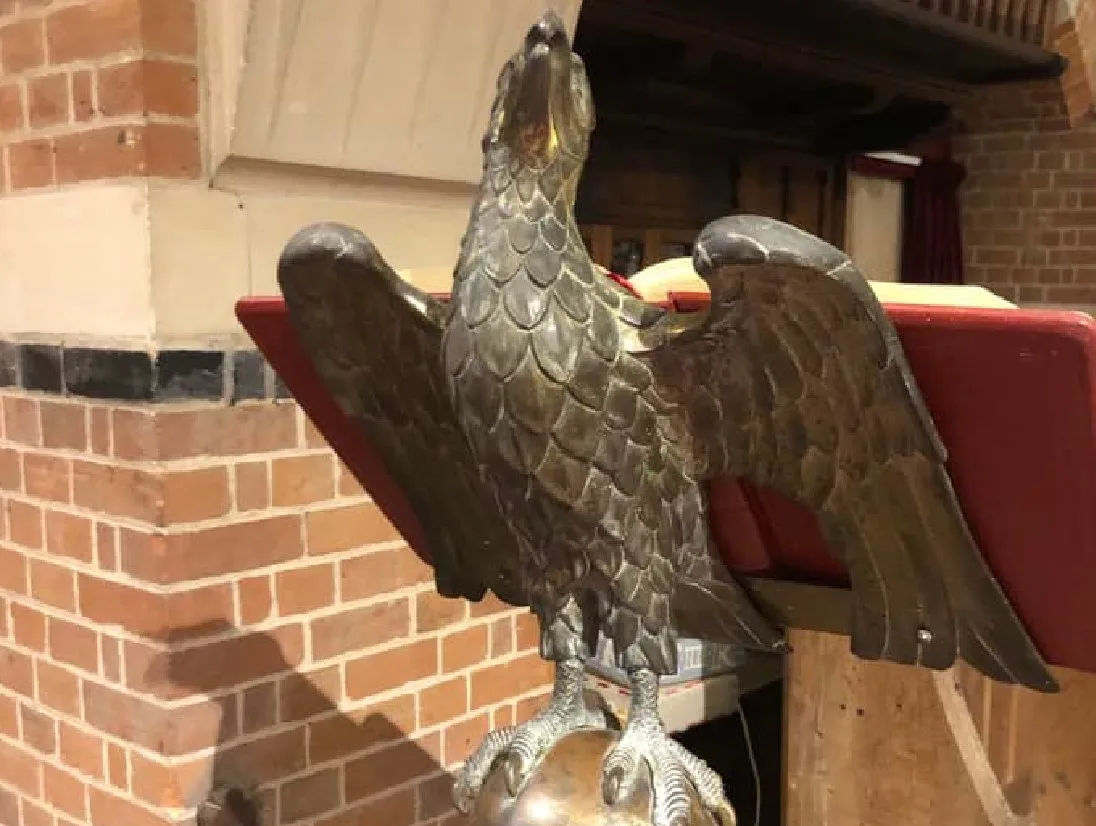 Brass lectern over 5' in height and described as “very heavy” stolen from Pidley church, Cambridgeshire. Brass lectern over 5' in height and described as “very heavy” stolen from Pidley church, Cambridgeshire.